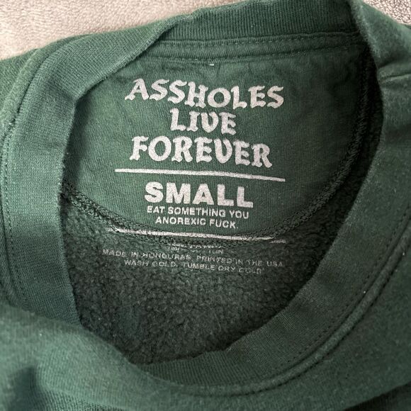 Alf-the-label Women's‎ Green Sweatshirt size small Assholes Live Forever - Picture 4 of 7